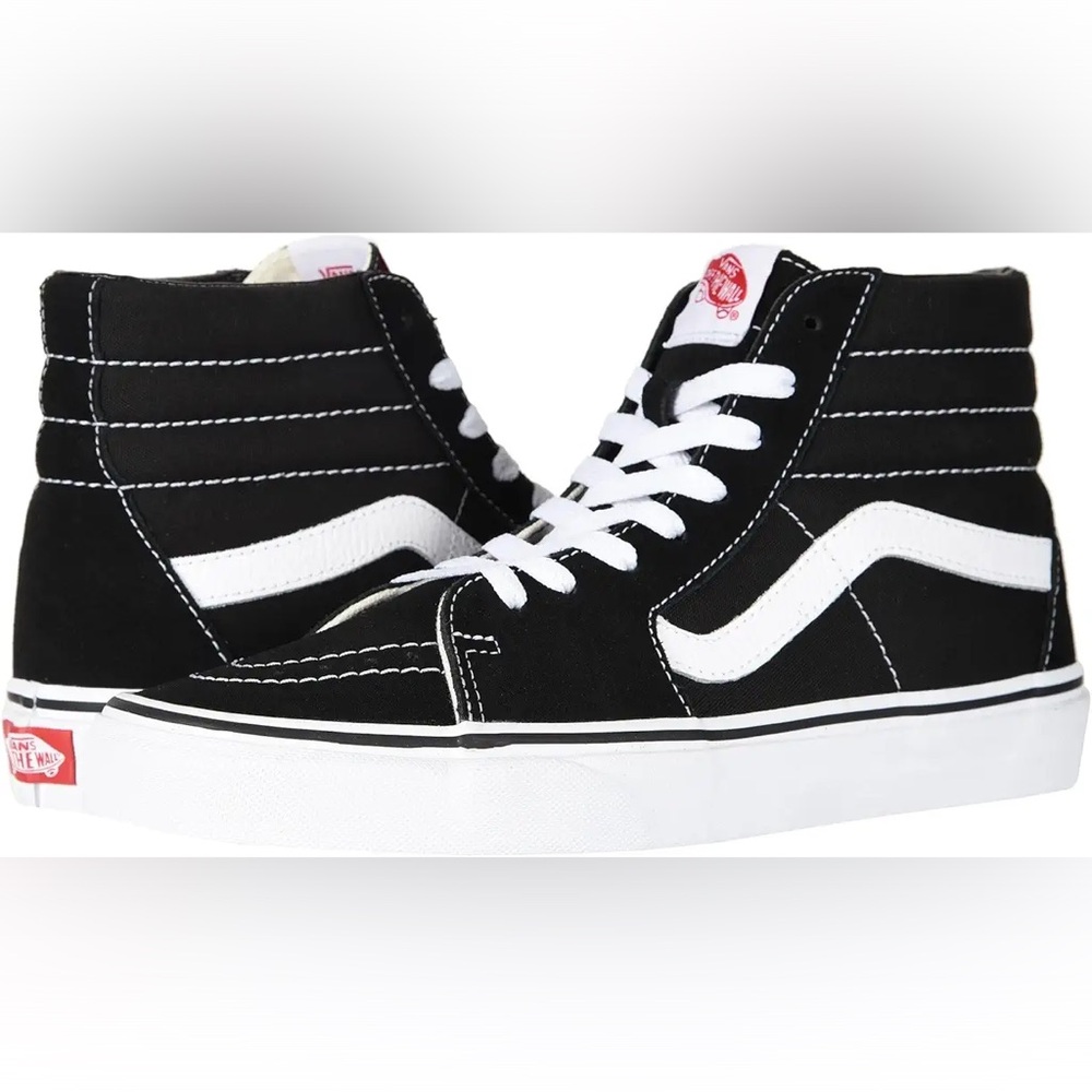 Vans Unisex Sk8 Hi Top Sneaker Shoes Black & White Size 7.5